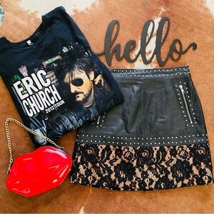 REVOLVE NBD Leather and Lace Skirt